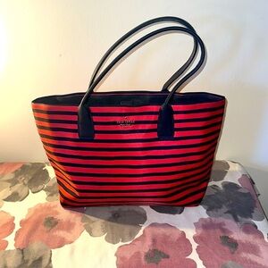 Kate Spade Catie Classic Red and Navy Striped Tote Bag LIKE NEW